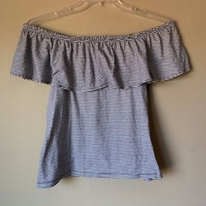 Abercrombie & Fitch Striped Off the Shoulder Top